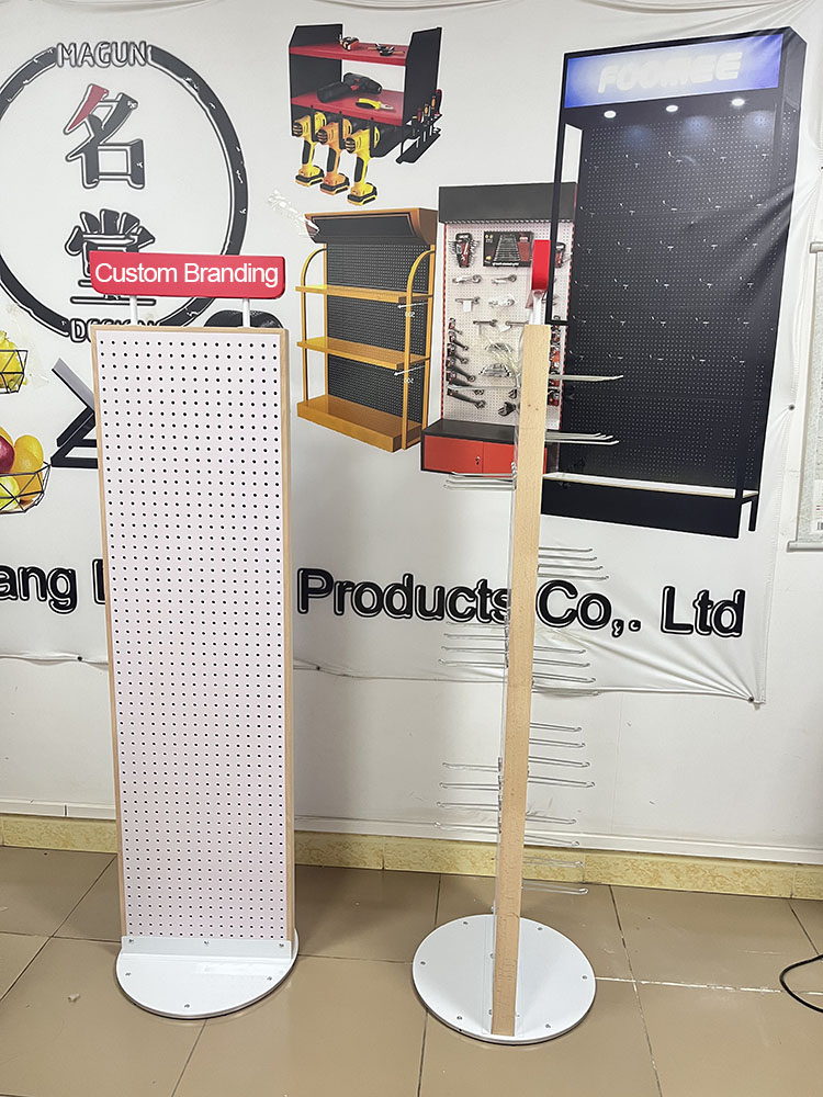 Pegboard display rack, rotating display stand