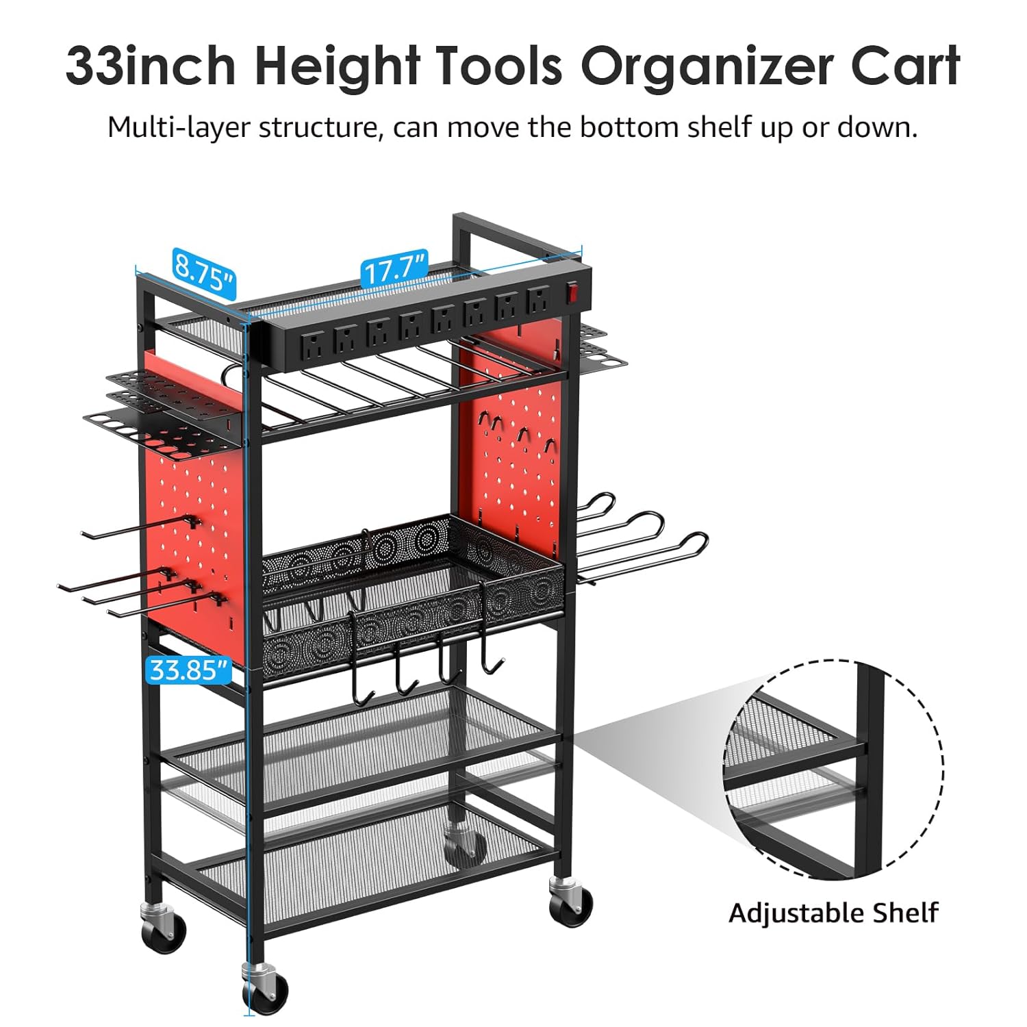 Mingtang Garage Power Tools Organizer Cart with Charging Station