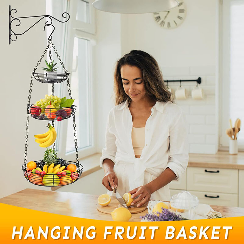 Mingtang hanging fruit baskets for kitchen