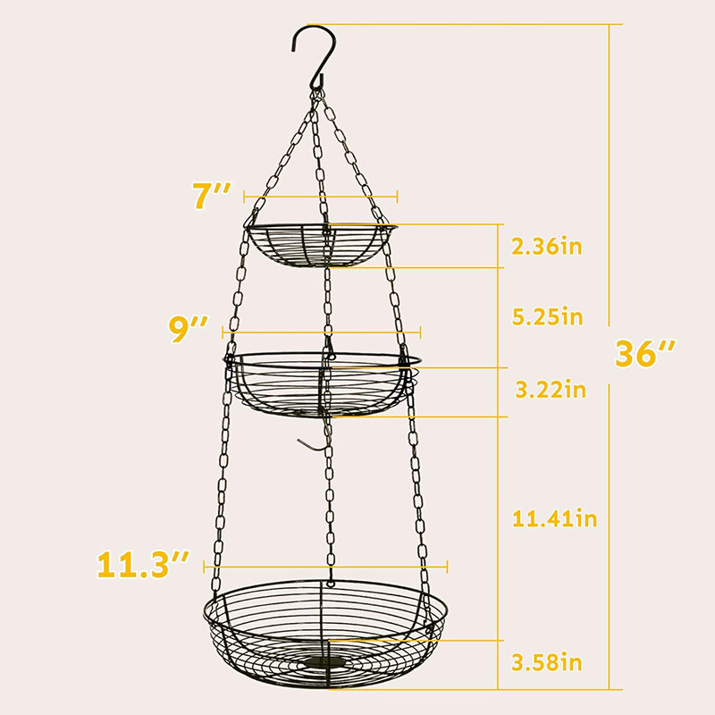 Mingtang hanging fruit baskets for kitchen